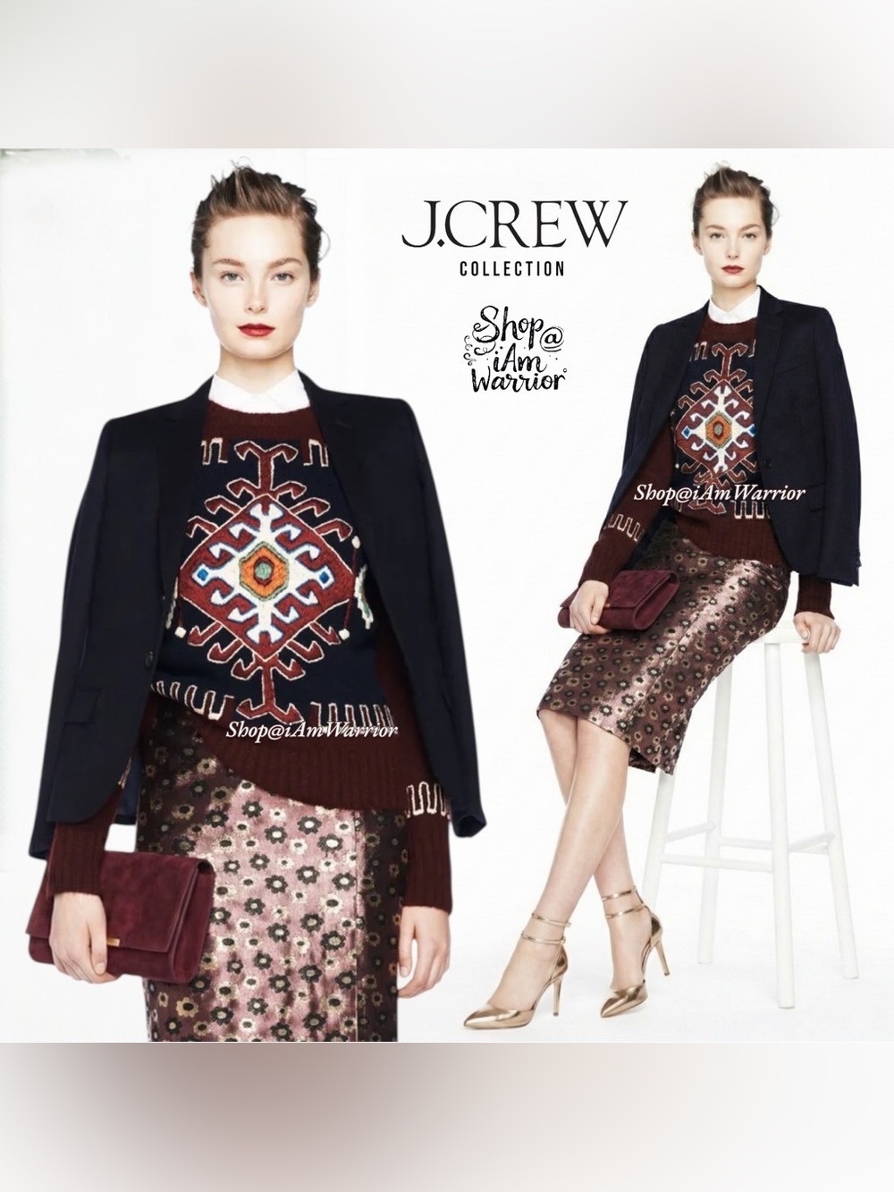 J.Crew Collection Cashmere Mohair Hand Embroidered Moroccan Crewneck Sweater - Picture 4 of 11